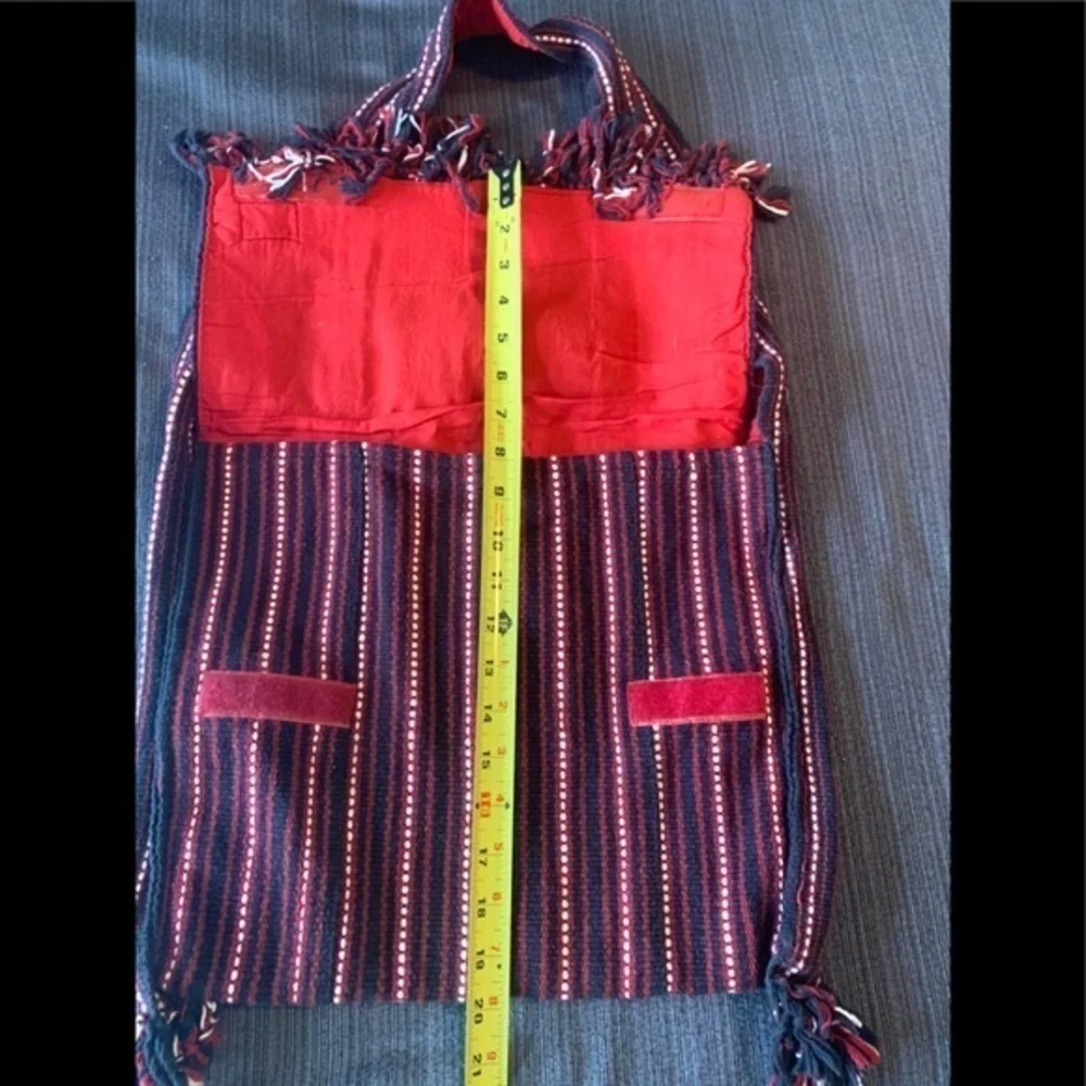 Vintage Hippie Boho Hobo Bag Tassels Red Black